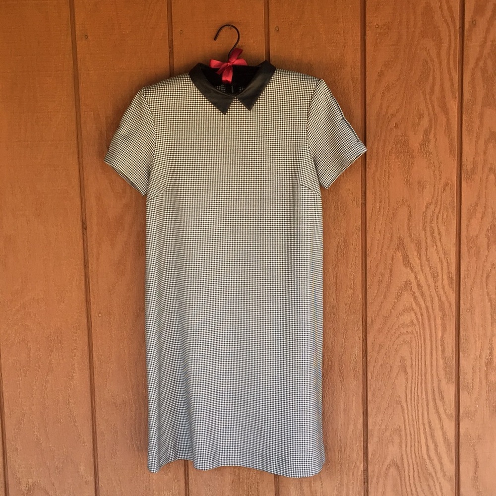 Zara houndstooth dress with Peter Pan detail